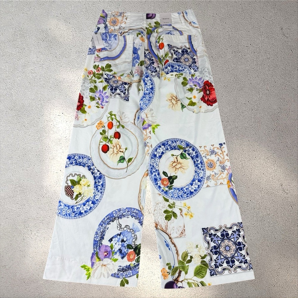 Anthropologie Colette Crop Wide-Leg Pants Sz 27 Maeve Floral Scarf Tapestry NWT - Picture 5 of 8